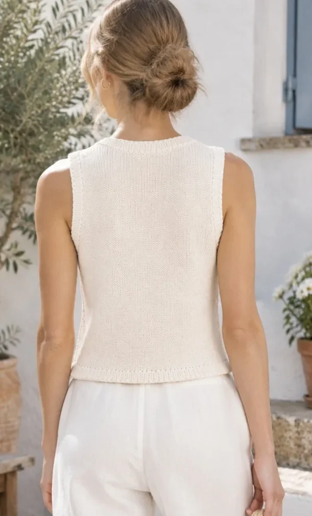 Women’s short-sleeve crochet top — EF-W-1570