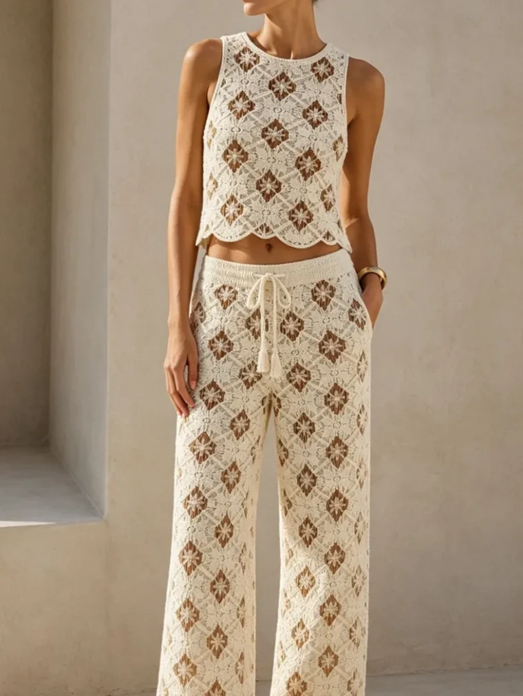 Women’s sleeveless crochet outfit — EF-W-1160