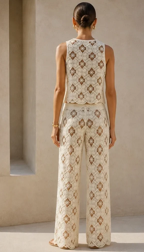 Women’s sleeveless crochet outfit — EF-W-1160