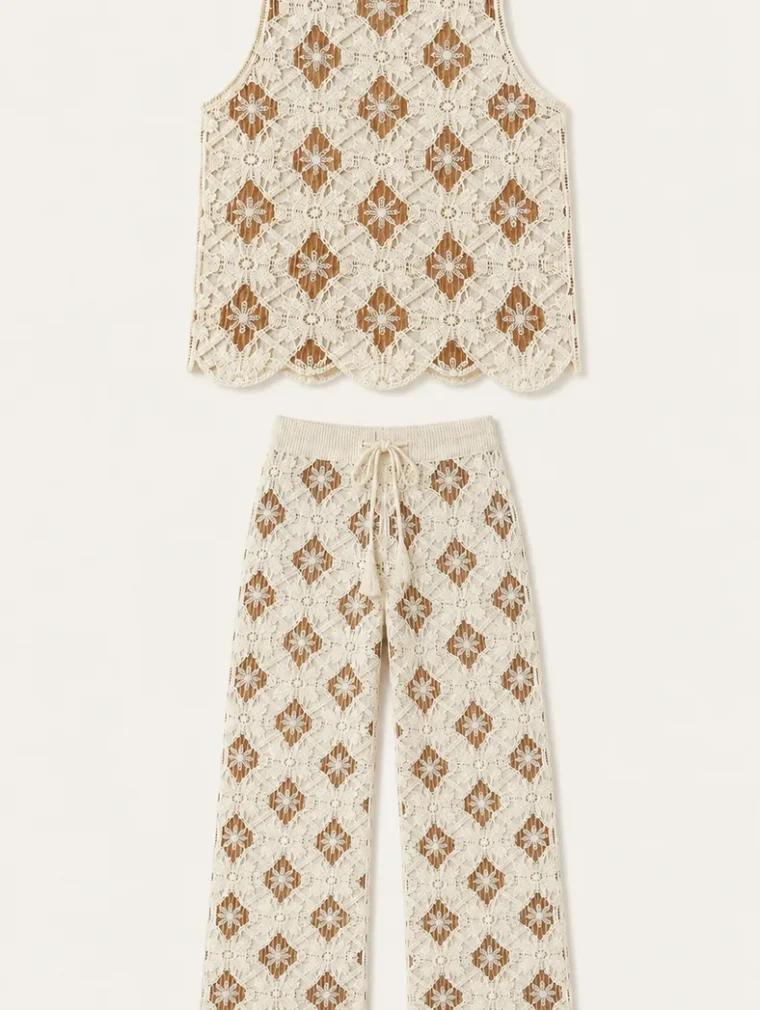 Women’s sleeveless crochet outfit — EF-W-1160