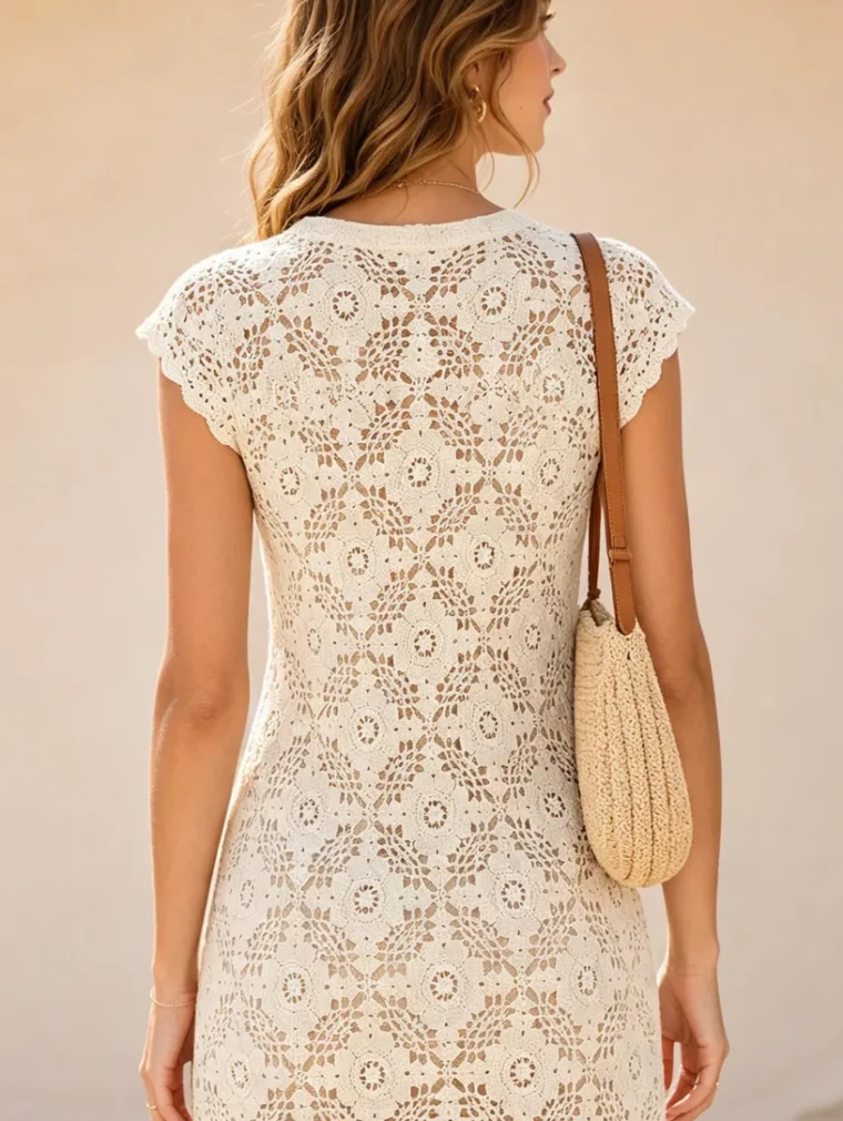Vestido Mini de Crochet para Mujer — EF-W-1498