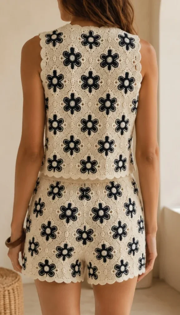 Women’s sleeveless crochet outfit — EF-W-1215