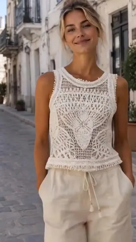 Women’s sleeveless crochet top — EF-W-1625