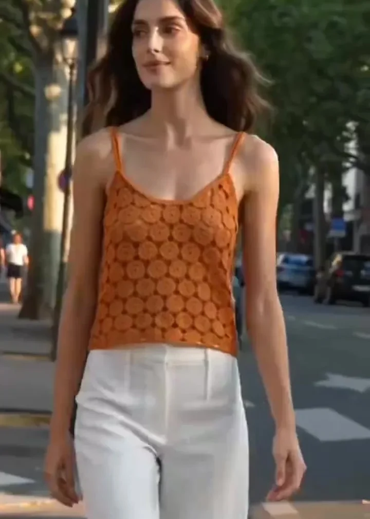 Top Sin Manga de Crochet para Mujer — EF-W-1391