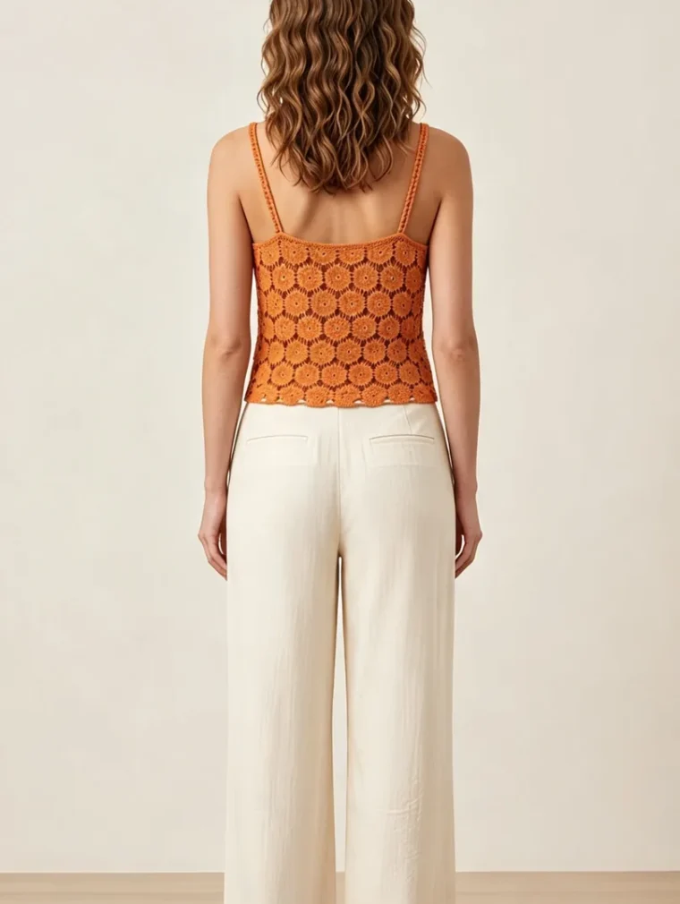 Top Sin Manga de Crochet para Mujer — EF-W-1391