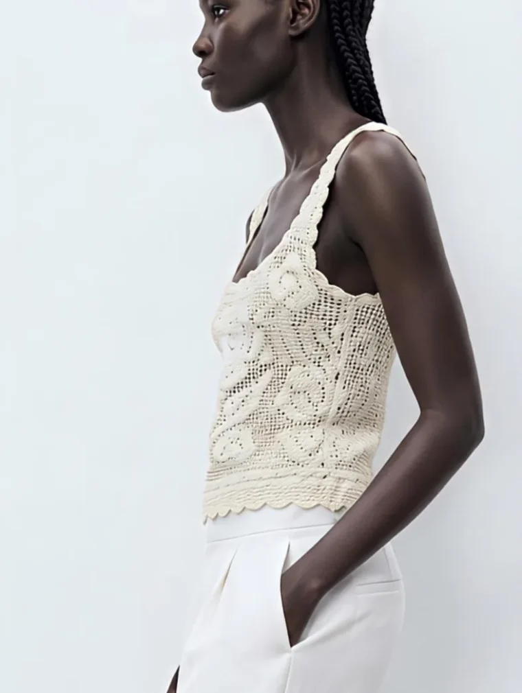 Women’s sleeveless crochet top — EF-W-1616