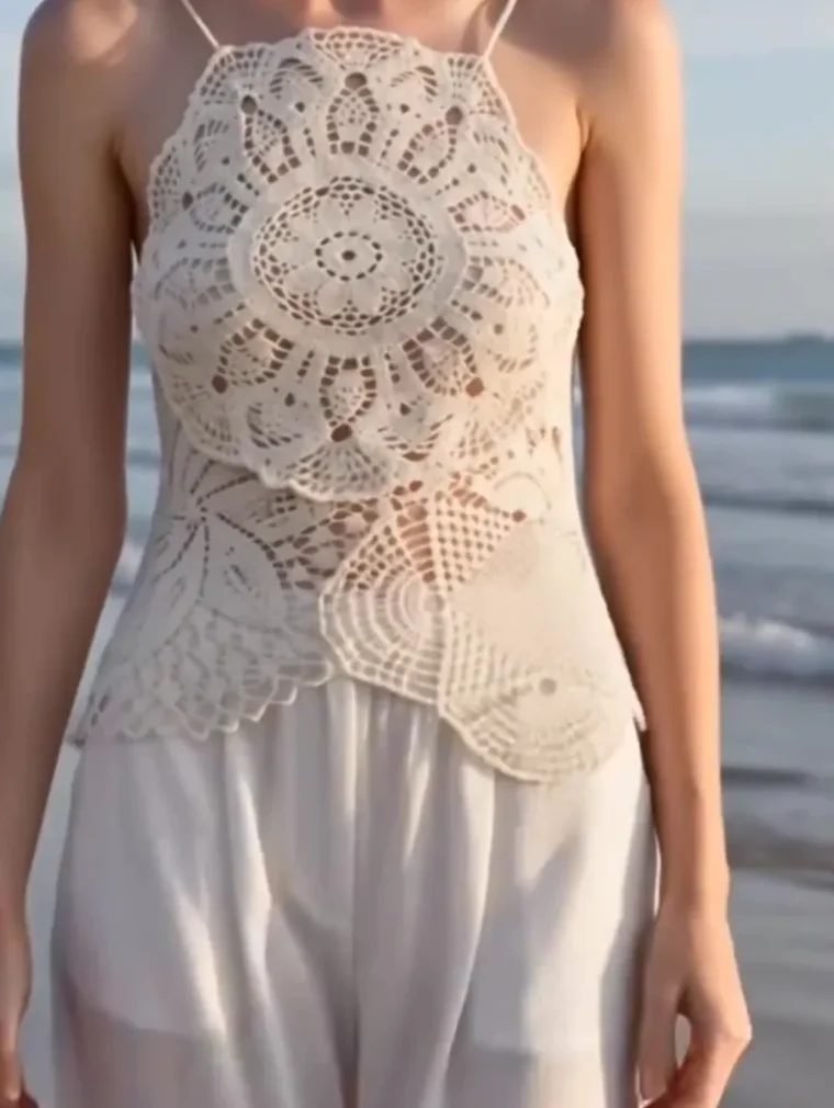 Women’s sleeveless crochet top — EF-W-1384