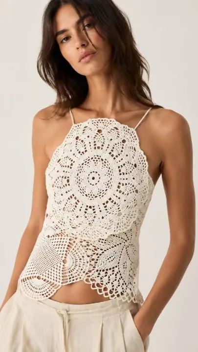 Women’s sleeveless crochet top — EF-W-1384