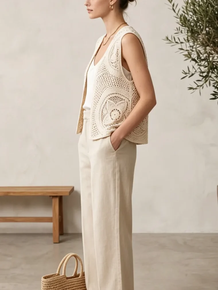 Women’s sleeveless crochet top — EF-W-1382