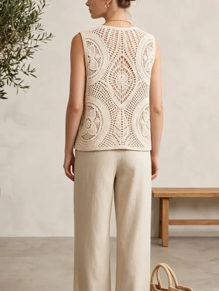 Women’s sleeveless crochet top — EF-W-1382