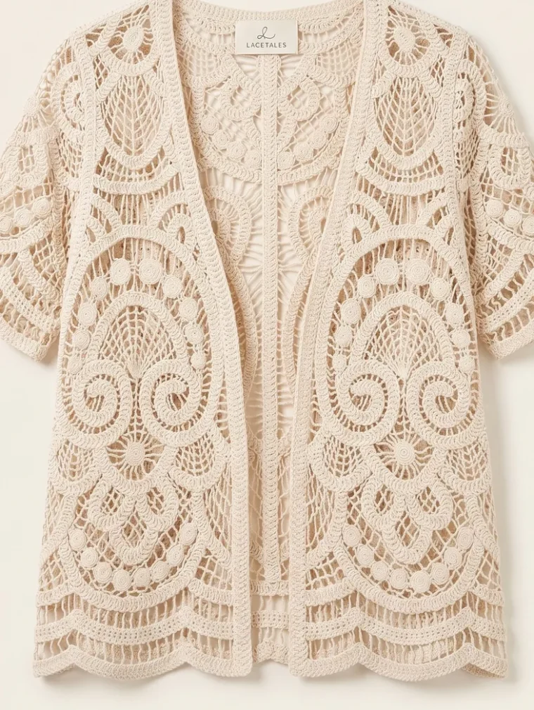 Women’s short-sleeve crochet shirt — EF-W-1321