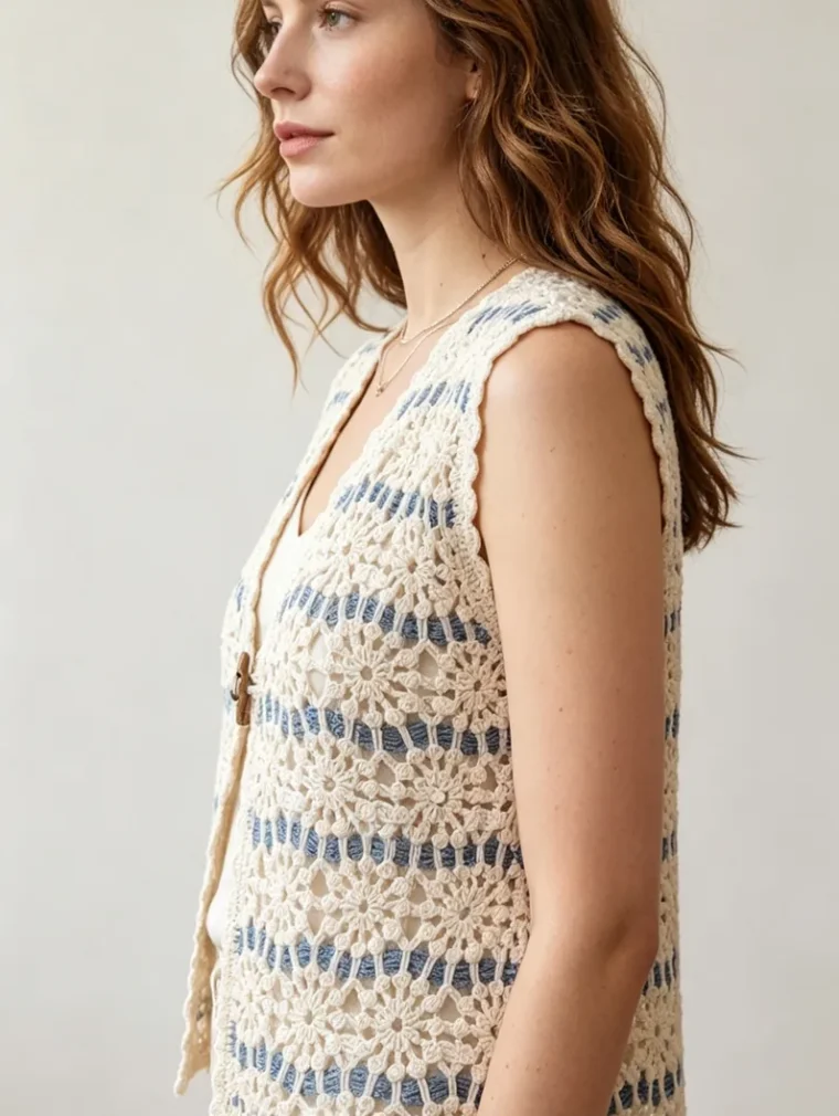 Top Sin Manga de Crochet para Mujer — EF-W-1381