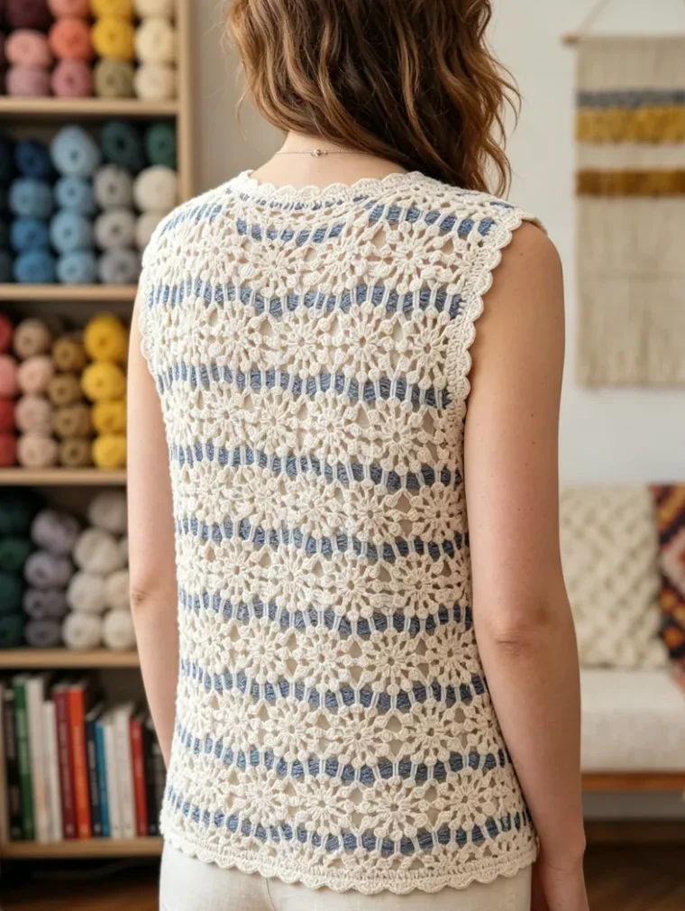 Top Sin Manga de Crochet para Mujer — EF-W-1381