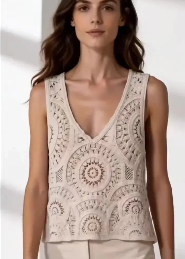 Women’s sleeveless crochet top — EF-W-1380