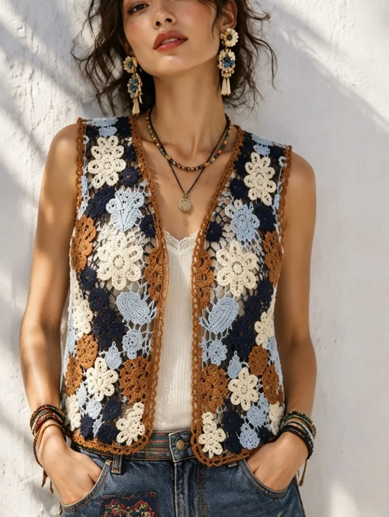 Women’s sleeveless crochet tank — EF-W-1379
