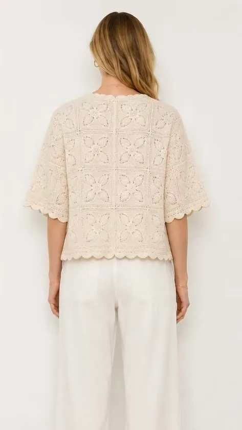 Women’s short-sleeve crochet shirt — EF-W-1168