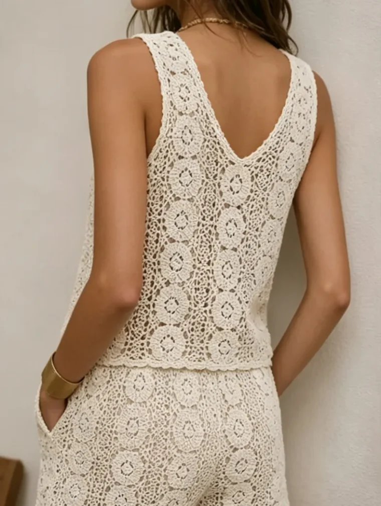 Women’s sleeveless crochet outfit — EF-W-1157