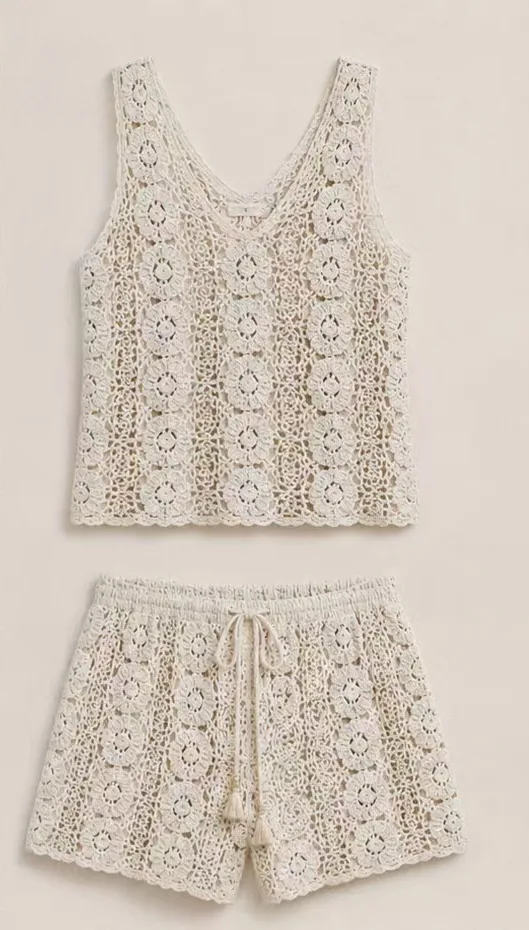 Women’s sleeveless crochet outfit — EF-W-1157