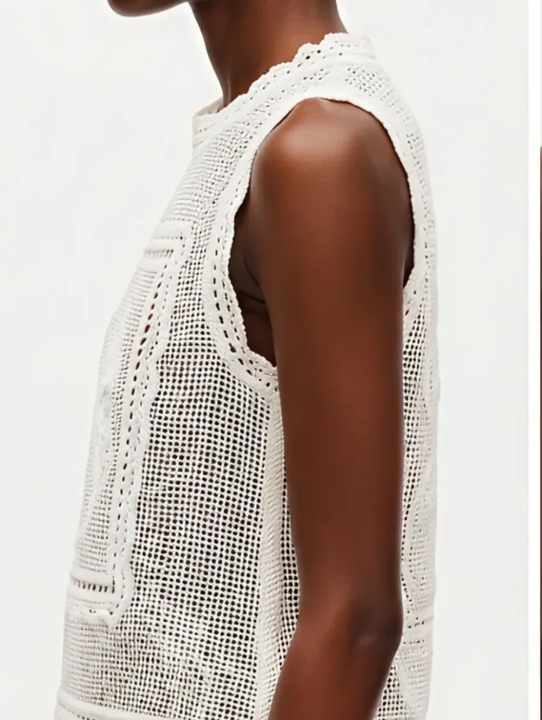 Top Sin Manga de Crochet para Mujer — EF-W-1386