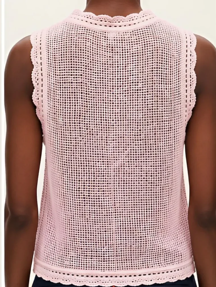 Top Sin Manga de Crochet para Mujer — EF-W-1386