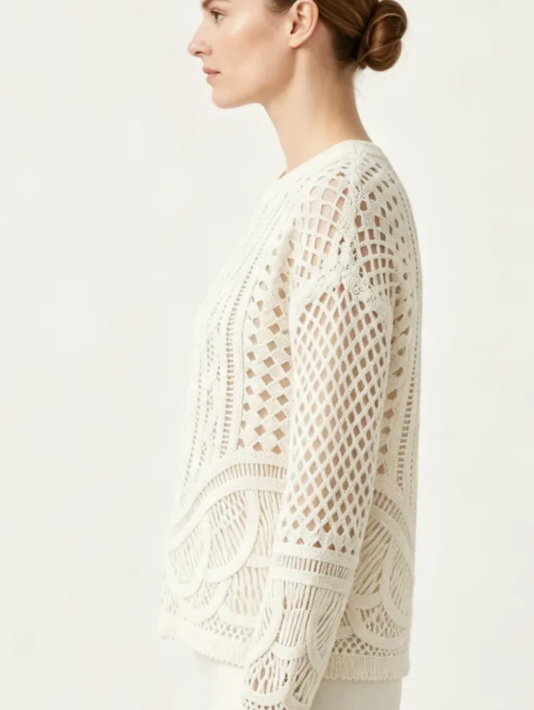 Women’s long-sleeve crochet shirt — EF-W-1303