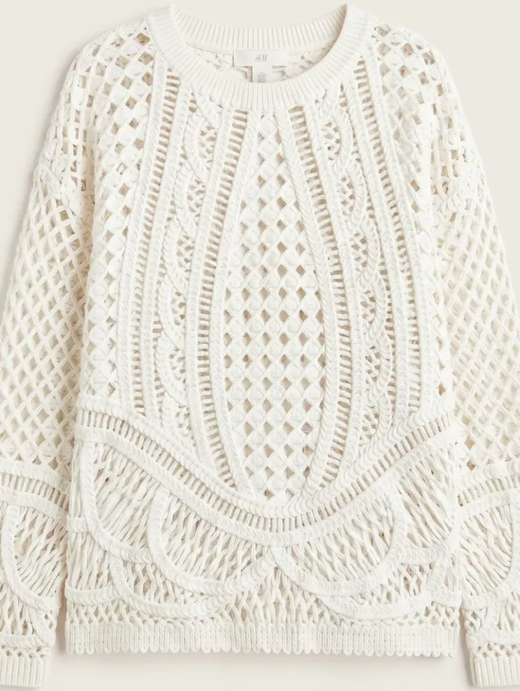 Women’s long-sleeve crochet shirt — EF-W-1303