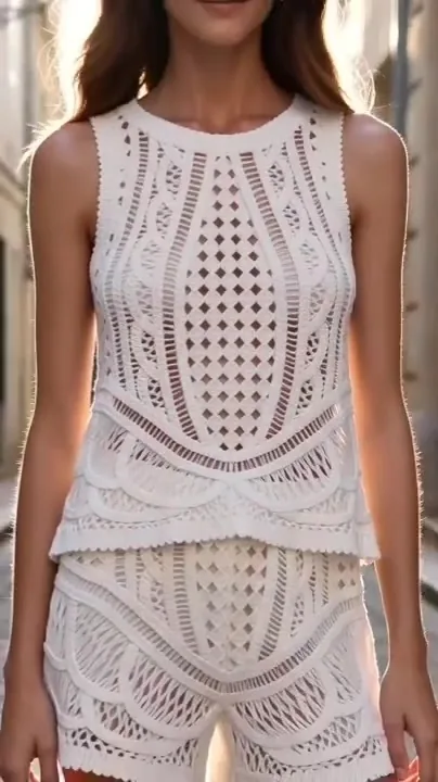 Women’s sleeveless crochet outfit — EF-W-1156