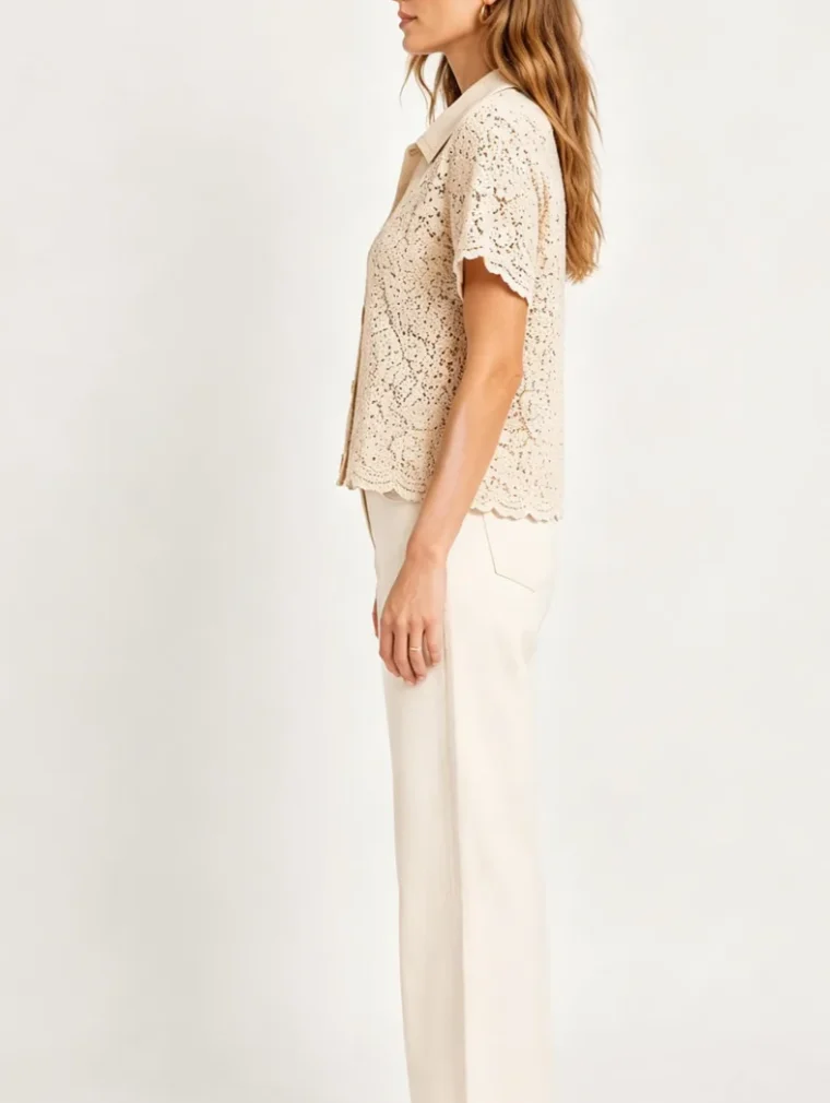 Camisa de Manga Larga de Crochet para Mujer — EF-W-1302