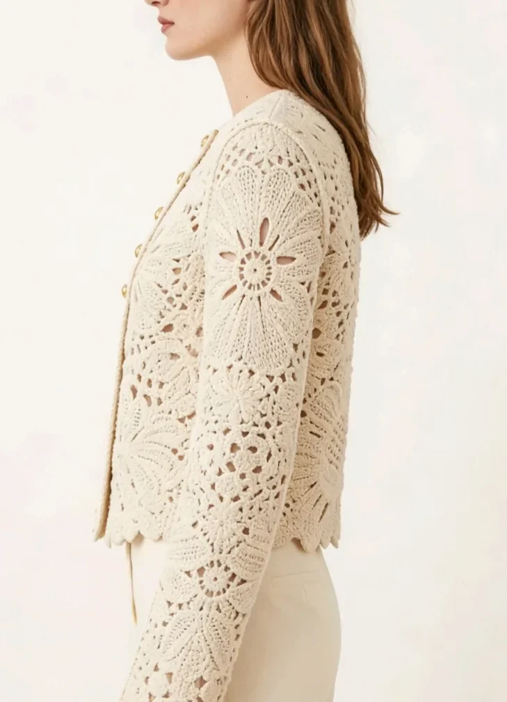 Women’s long-sleeve crochet shirt — EF-W-1152