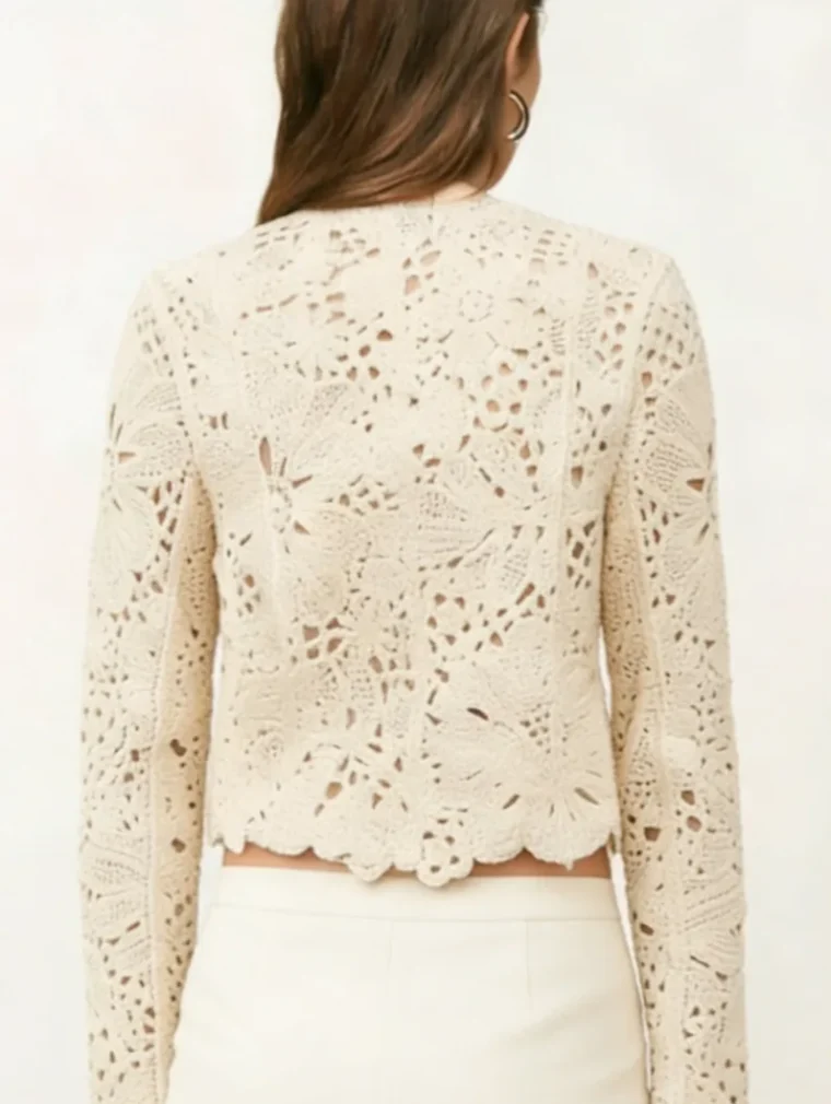 Women’s long-sleeve crochet shirt — EF-W-1152