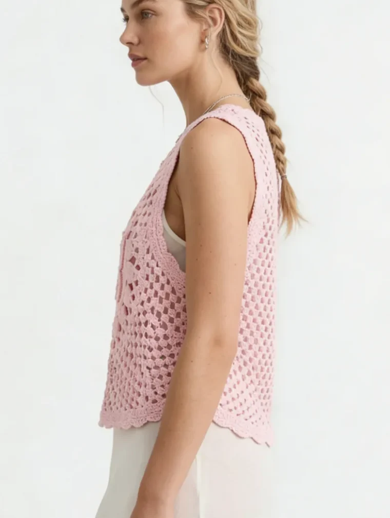 Top Sin Manga de Crochet para Mujer — EF-W-1179