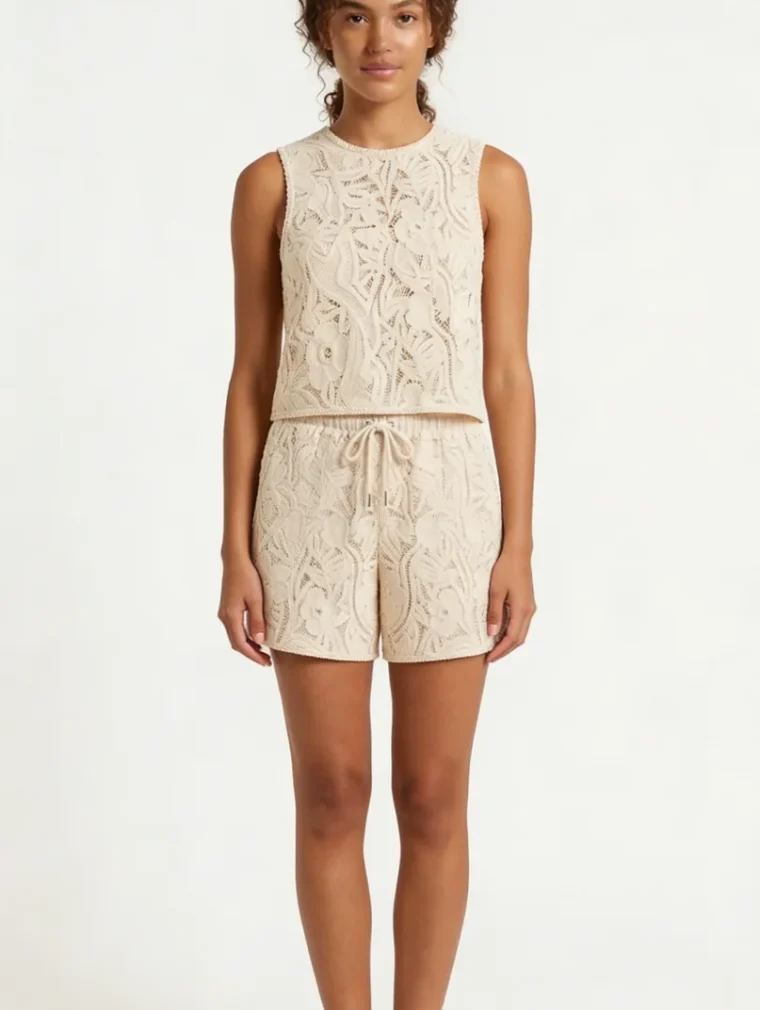 Women’s sleeveless crochet outfit — EF-W-1102