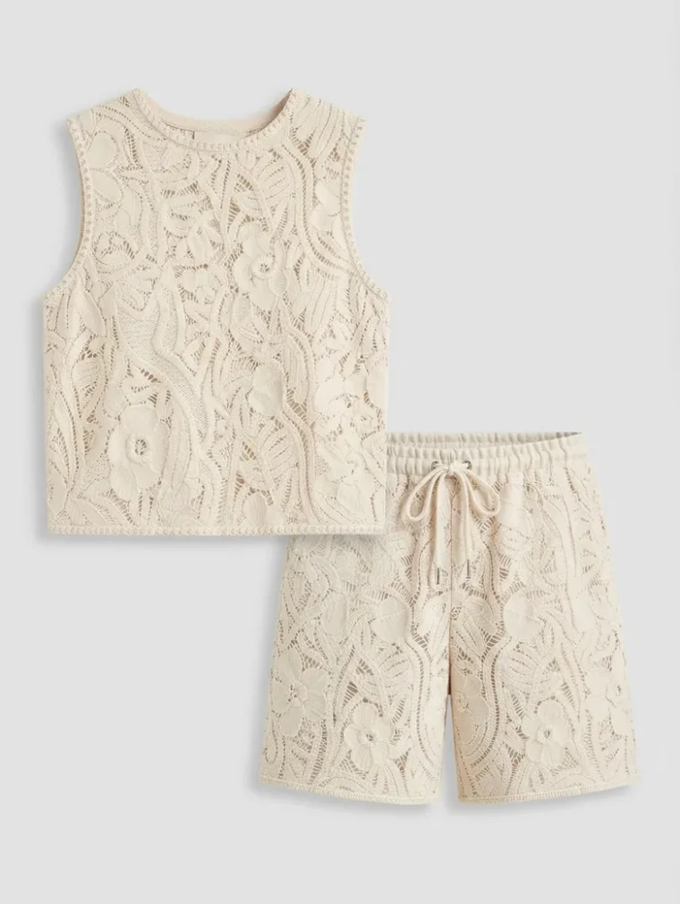 Women’s sleeveless crochet outfit — EF-W-1102