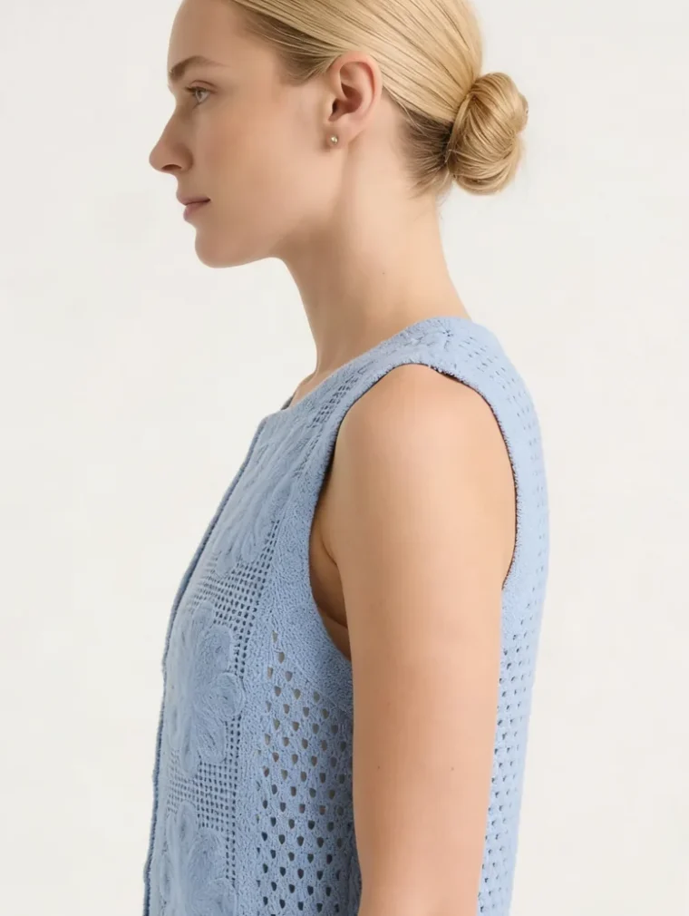 Conjunto Sin Manga de Crochet para Mujer — EF-W-1103
