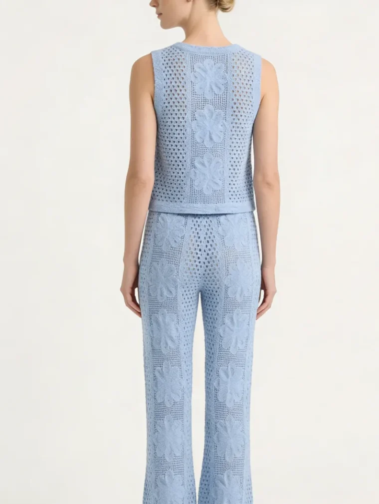 Conjunto Sin Manga de Crochet para Mujer — EF-W-1103