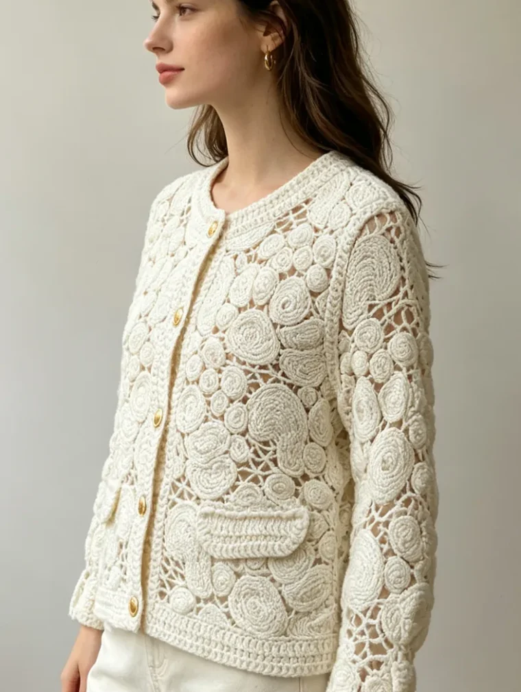 Women’s short-sleeve crochet shirt — EF-W-1567