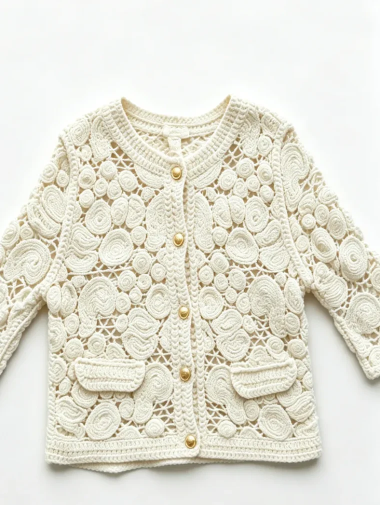 Women’s short-sleeve crochet shirt — EF-W-1567