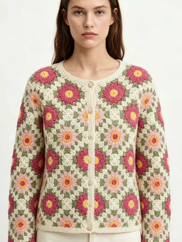 Women’s long-sleeve crochet shirt — EF-W-1106