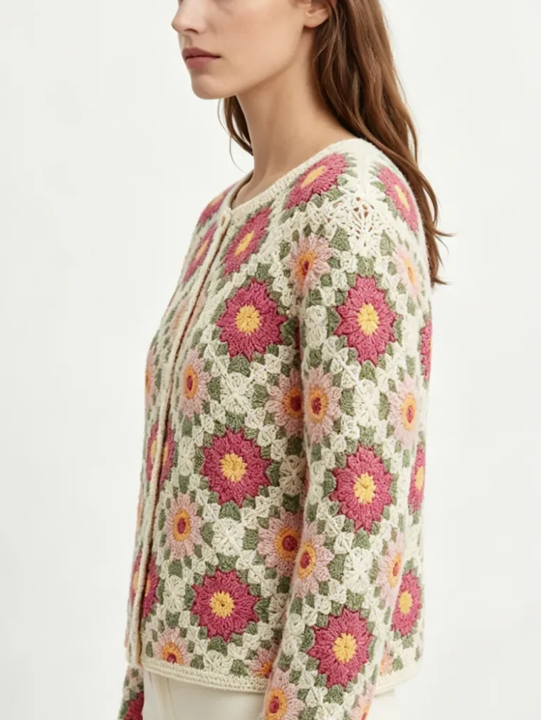 Women’s long-sleeve crochet shirt — EF-W-1106