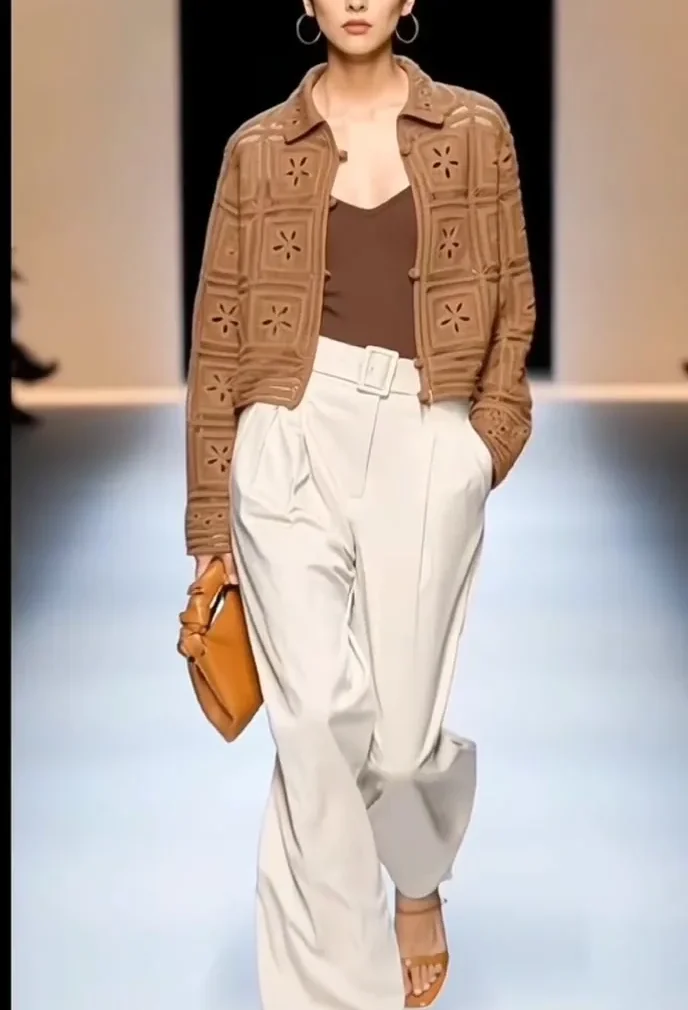 Women’s long-sleeve crochet shirt — EF-W-1118