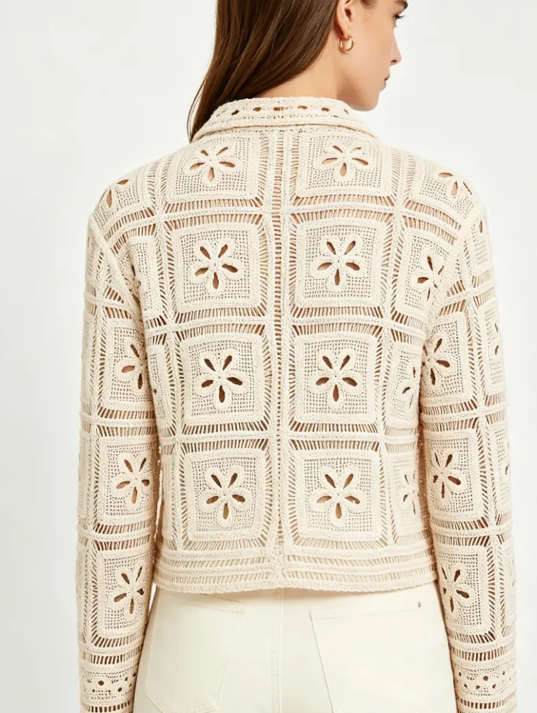 Women’s long-sleeve crochet shirt — EF-W-1118