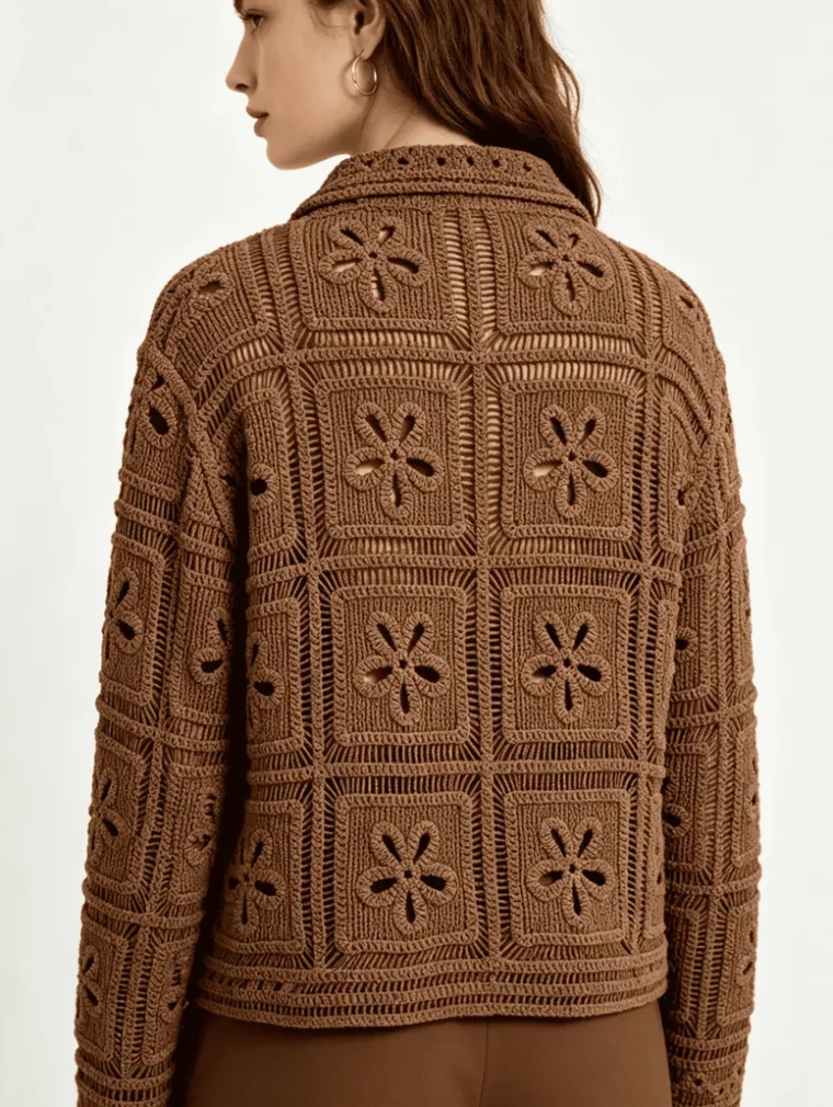 Women’s long-sleeve crochet shirt — EF-W-1118