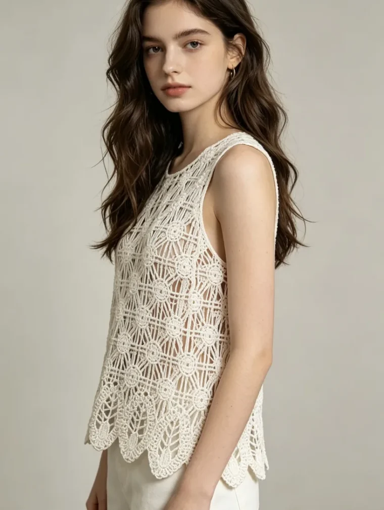 Women’s sleeveless crochet top — EF-W-1364