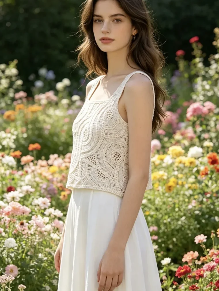 Women’s sleeveless crochet top — EF-W-1450