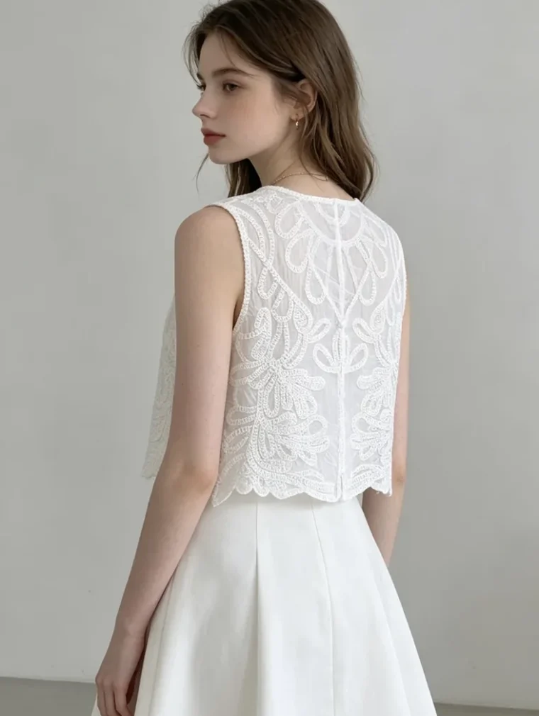 Women’s sleeveless crochet top — EF-W-1361