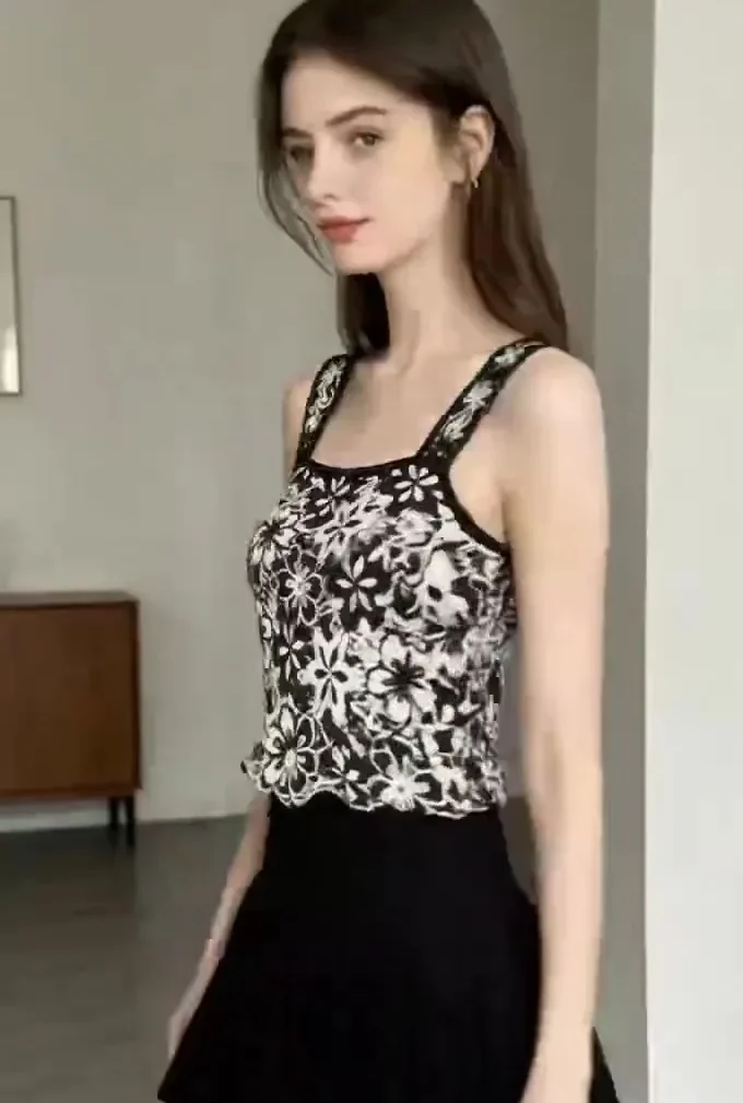 Women’s sleeveless crochet top — EF-W-1443