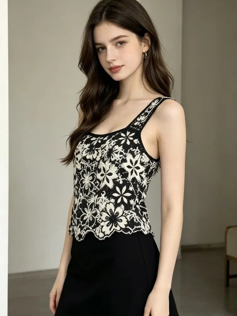 Women’s sleeveless crochet top — EF-W-1443