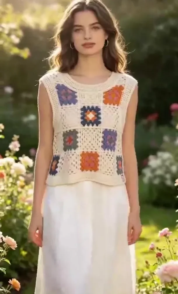 Women’s sleeveless crochet top — EF-W-1435