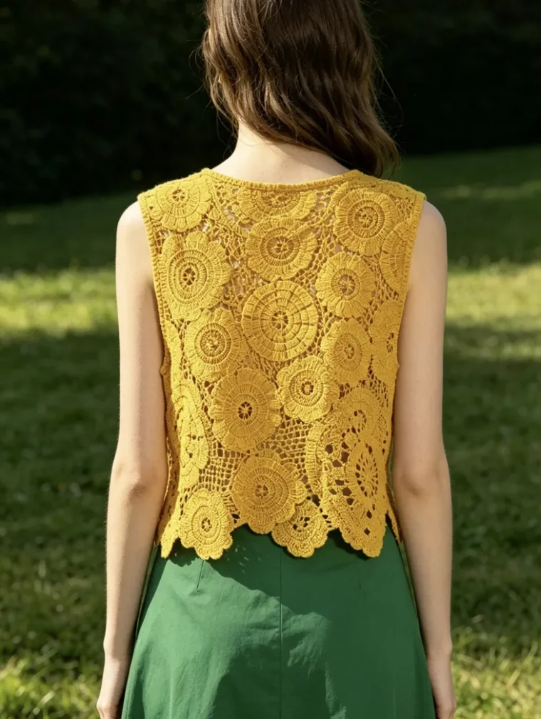 Top Sin Manga de Crochet para Mujer — EF-W-1432