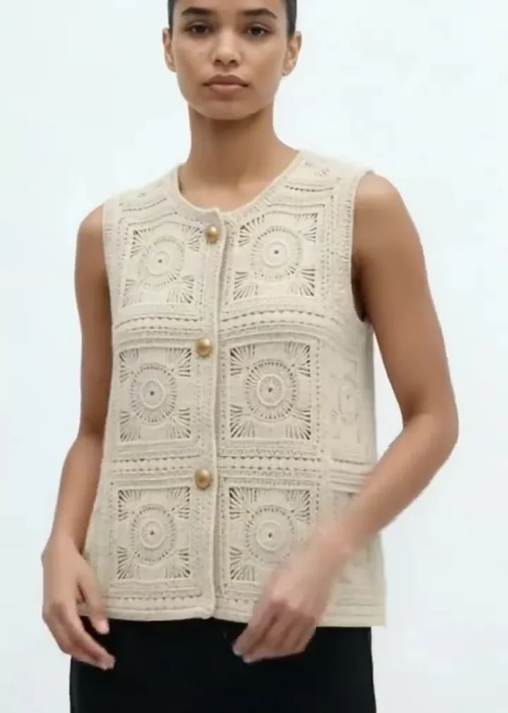 Women’s sleeveless crochet top — EF-W-1355